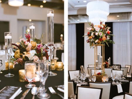 Wedding florals, split image