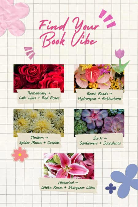 Find your book vibe through fresh flowers 